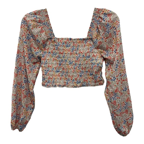 Japna Tops - Japna Crop Top‎ Womens Medium Multicolor Ditsy Floral Smocked Summer Vacay Boho